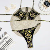 Sexy Paisley print Halter swimsuit female High cut swimwear women bathing suit