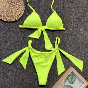 Sexy halter bikinis High cut swimsuit women bathing suit Push up swimwear Summer